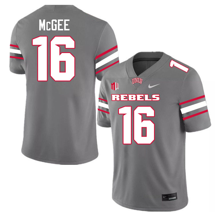 Men #16 Kayden McGee UNLV Rebels College Football Jerseys Stitched-Grey